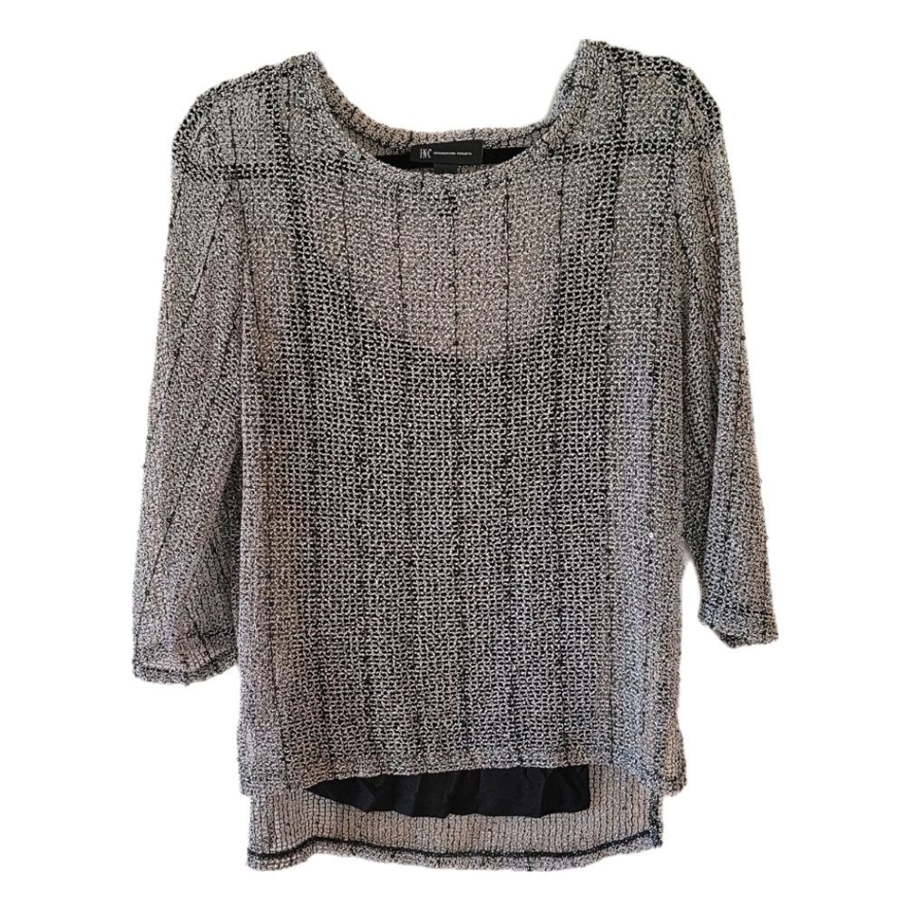 3/$15 INC High-low Mesh Sequin Top